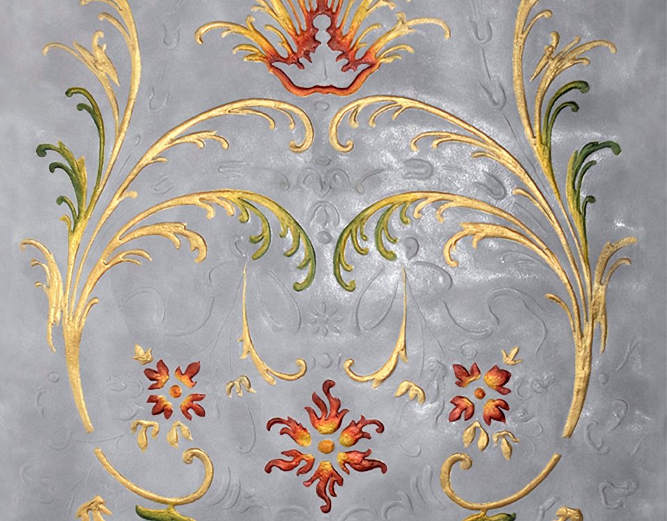 Luxury Line — cuoio polvere con decoro dipinto in oro, Bordoni Leathers