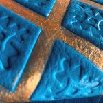 Luxury Line — cuoio turchese oro con decoro dipinto in oro, Bordoni Leathers